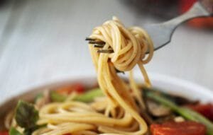 Homemade sausage and tomato spaghetti