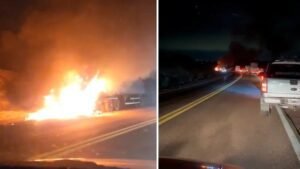 se incendio un camion en la ruta 7