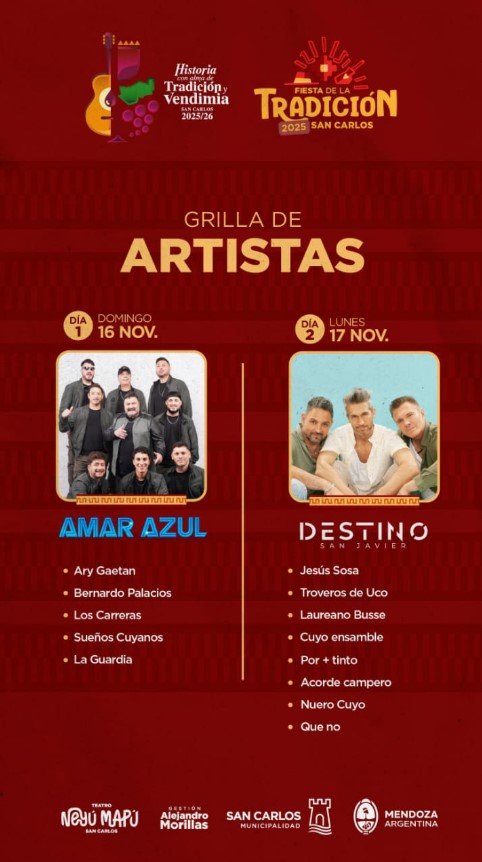 El afiche de la Vendimia y Tradición de San Carlos